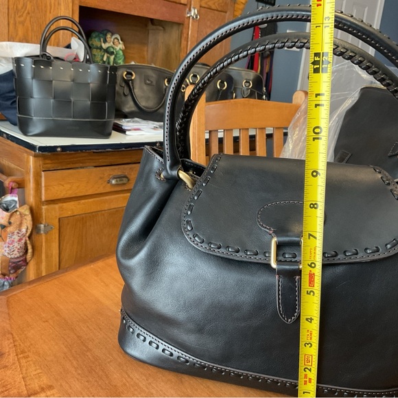 Dooney & Bourke Black Florentine Flap Satchel with Whipstitch - Picture 15 of 16
